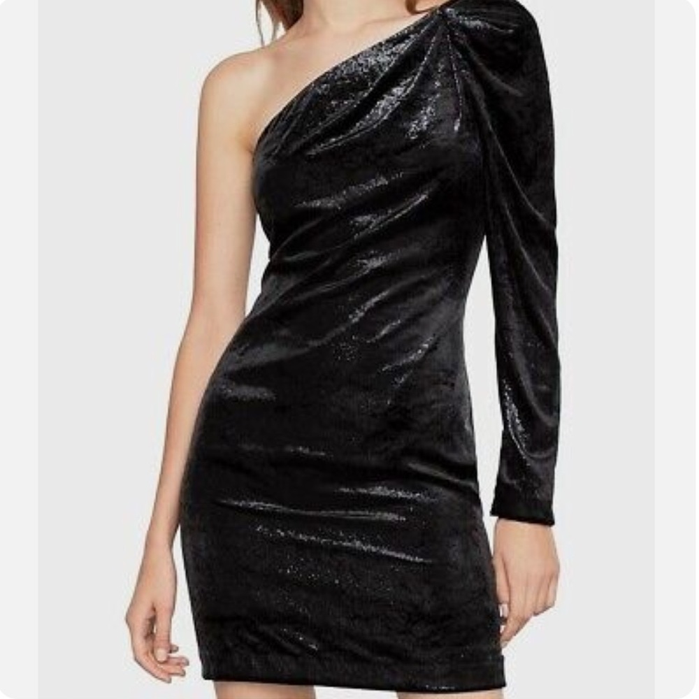 BCBG MAXAZRIA Shimmery Velvet Evening Mini Dress Black Size 0